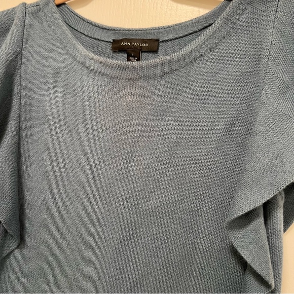 Ann Taylor sweater short sleeve top with ruffle detail, size small - Picture 2 of 5